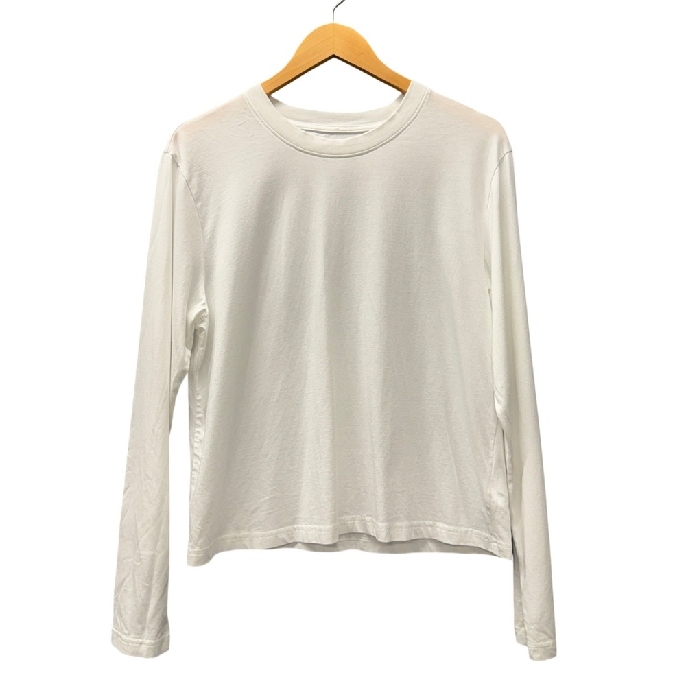 Quince Relaxed Long Sleeve Tee Womens L Cotton Modal White Basic T-Shirt
